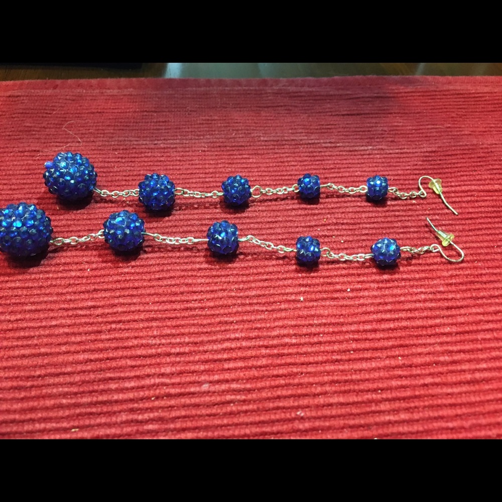 Silver and blue, long earrings